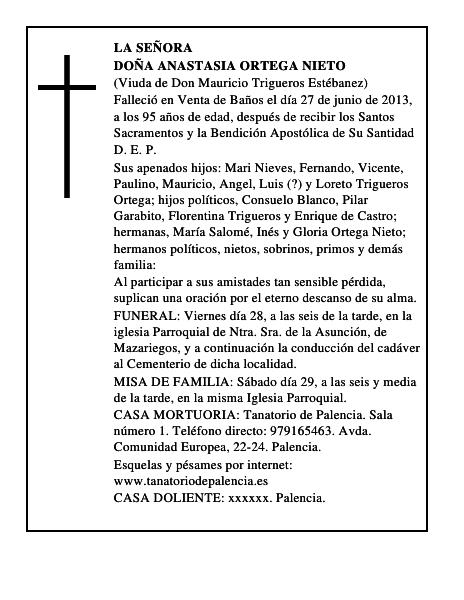 Doña Anastasia Ortega Nieto