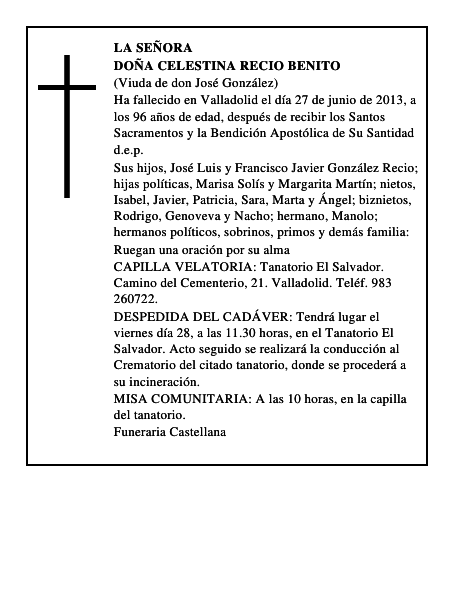Doña Celestina Recio Benito