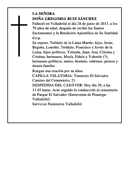Doña Gregoria Ruiz Sánchez