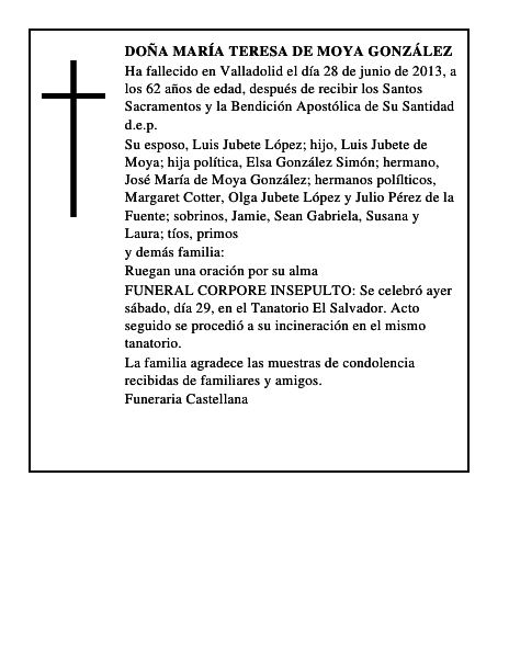 Doña María Teresa de Moya González