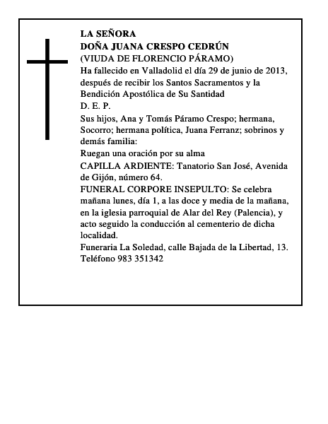 Doña Juana Crespo Cedrún