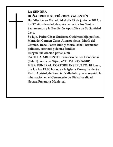 Doña Irene Gutiérrez Valentín
