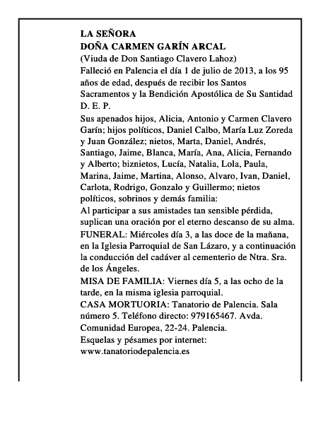Doña Carmen Garín Arcal