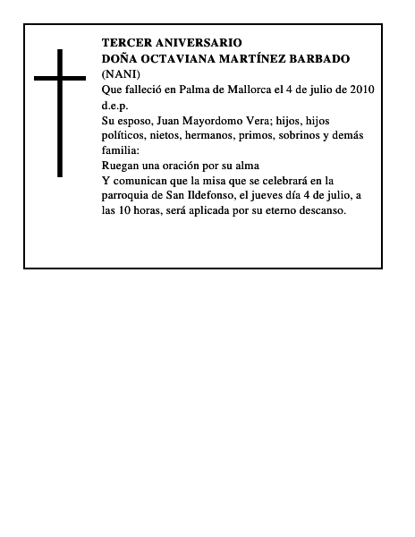 Doña Octaviana Martínez Barbado