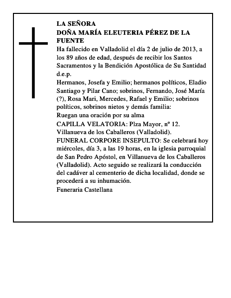 Doña María Eleuteria Pérez de la Fuente