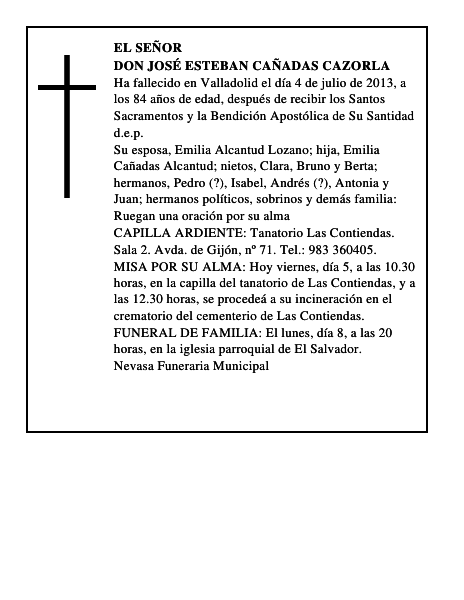 Don José Esteban Cañadas Cazorla