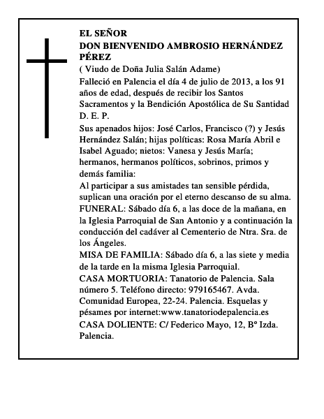 Don Bienvenido Ambrosio Hernández Pérez