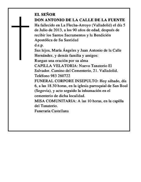 Don Antonio de la Calle de la Fuente