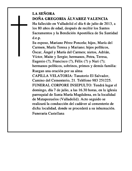 Doña Gregoria Álvarez Valencia