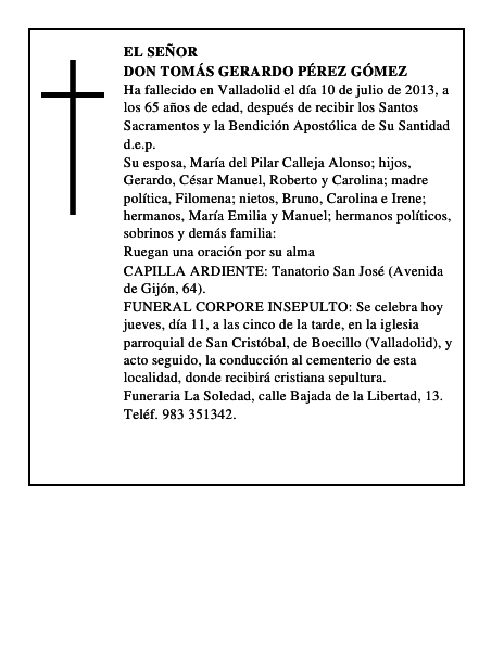 Don Tomás Gerardo Pérez Gómez