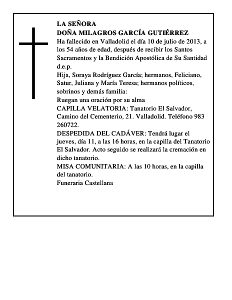 Doña Milagros García Gutiérrez