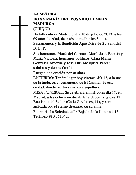 Doña María del Rosario Llamas Madurga