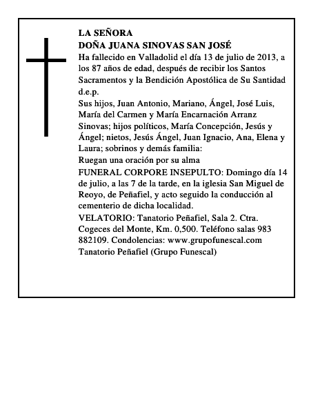 Doña Juana Sinovas San José