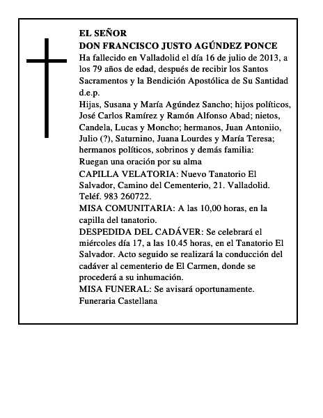 Don Francisco Justo Agúndez Ponce