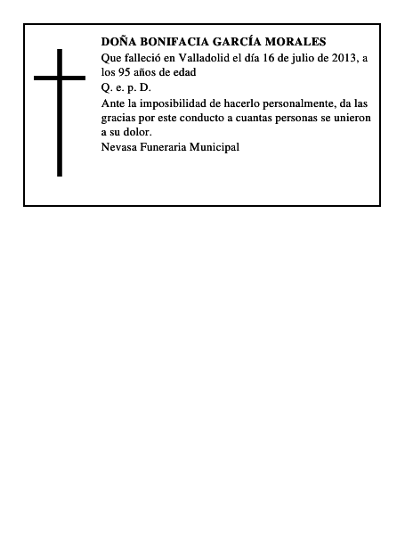 Doña Bonifacia García Morales