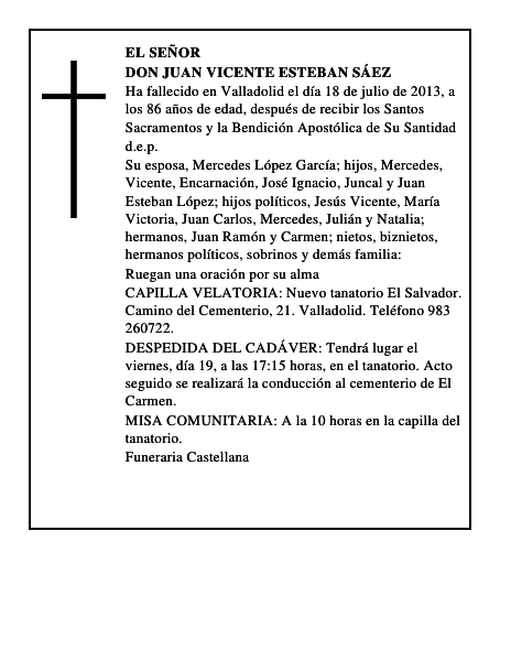 Don Juan Vicente Esteban Sáez
