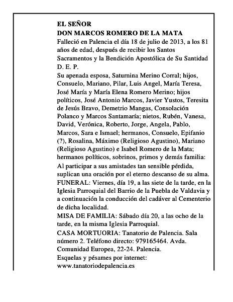 Don Marcos Romero de la Mata