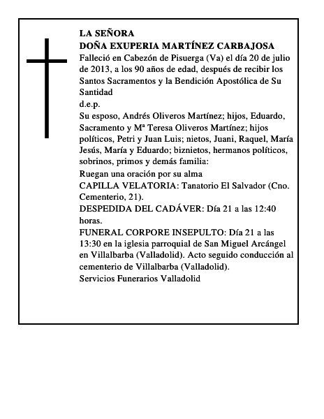 Doña Exuperia Martínez Carbajosa