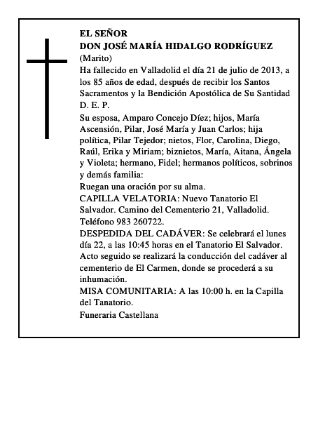 Don José María Hidalgo Rodríguez
