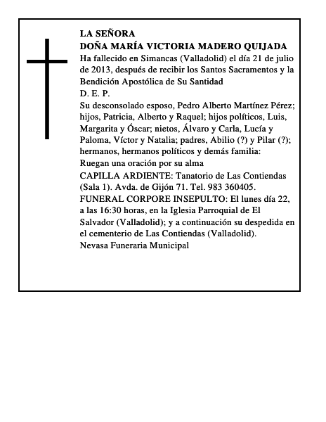 Doña María Victoria Madero Quijada