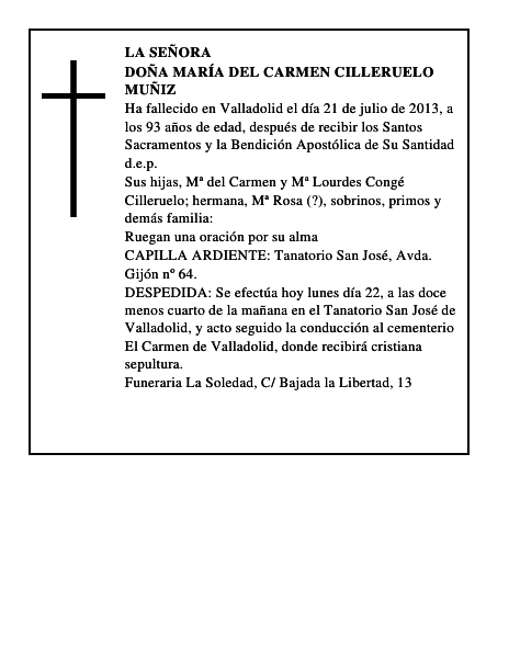 Doña María del Carmen Cilleruelo Muñiz
