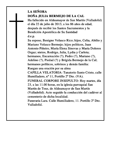 Doña Julia Bermejo de la Cal