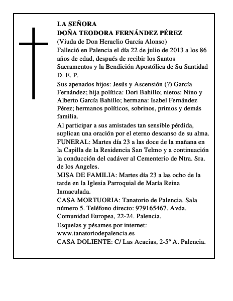 Doña Teodora Fernández Pérez