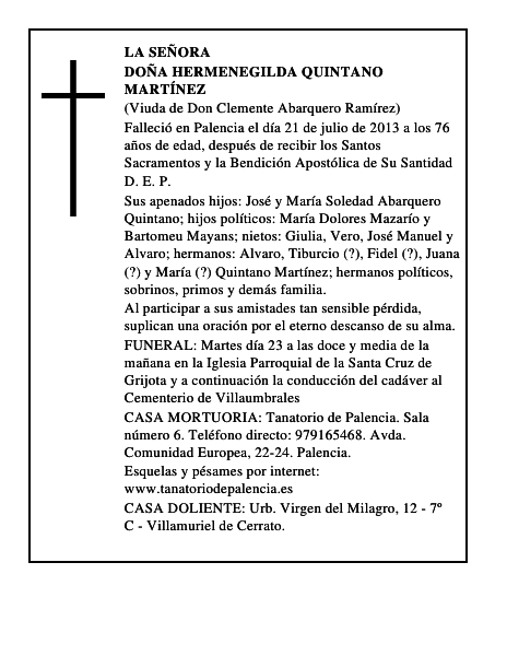 Doña Hermenegilda Quintano Martínez