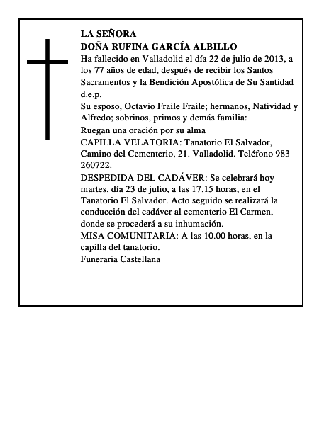 Doña Rufina García Albillo