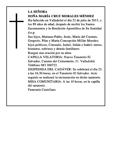 Doña María Cruz Morales Méndez