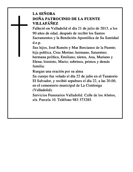 Doña Patrocinio de la Fuente Villafáñez