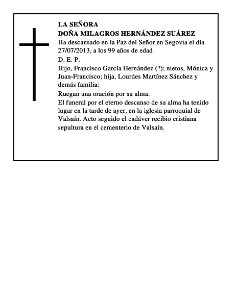 Doña Milagros Hernández Suárez