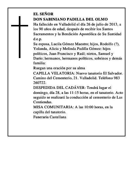 Don Sabiniano Padilla del Olmo