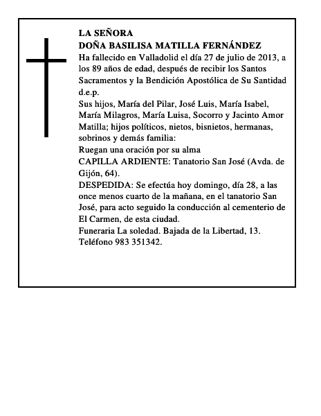 Doña Basilisa Matilla Fernández