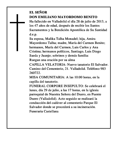 Don Emiliano Mayordomo Benito