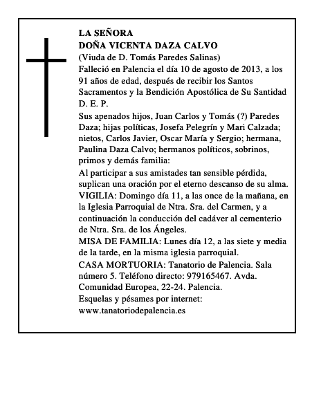 Doña Vicenta Daza Calvo