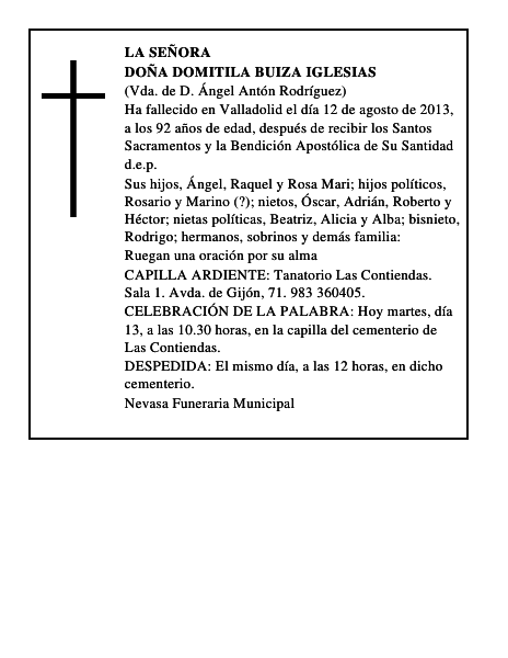 Doña Domitila Buiza Iglesias