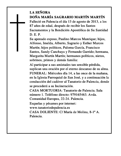 Doña María Sagrario Martín Martín