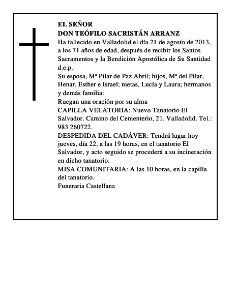 Don Teófilo Sacristán Arranz