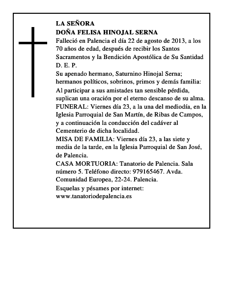 Doña Felisa Hinojal Serna