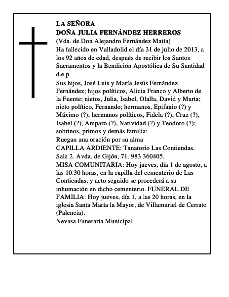 Doña Julia Fernández Herreros