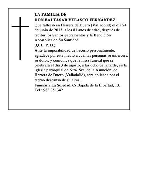 Don Baltasar Velasco Fernández