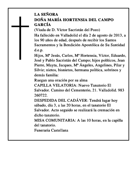 Doña María Hortensia del Campo García