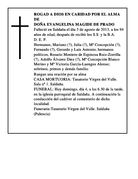 Doña Evangelina Magide de Prado