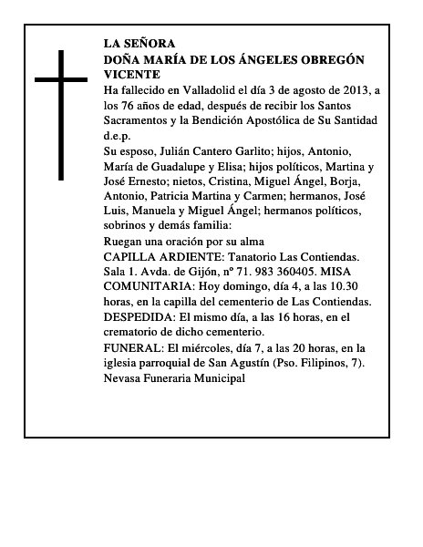 Doña María de los Ángeles Obregón Vicente
