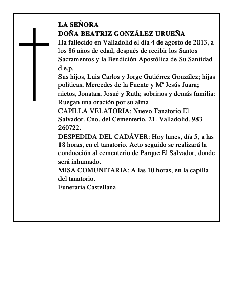 Doña Beatriz González Urueña