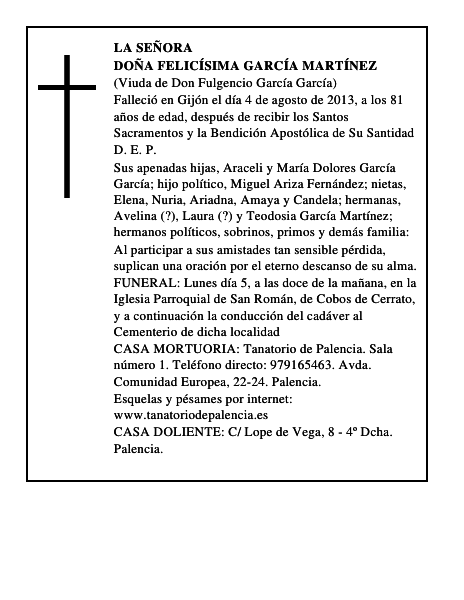 Doña Felicísima García Martínez