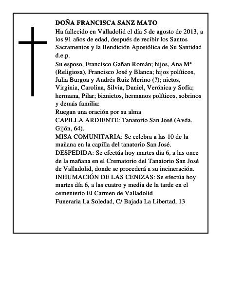 Doña Francisca Sanz Mato