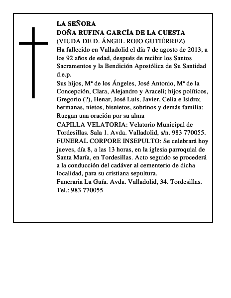 Doña Rufina García de la Cuesta