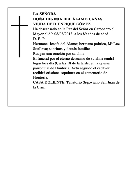 Doña Higinia del Álamo Cañas
